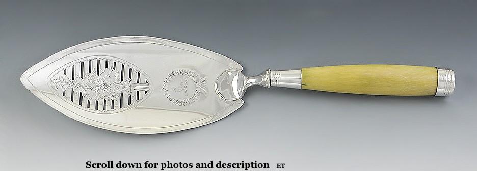 Antique 1795 Georgian English Sterling Silver Pierced Fish Slice Knife Server