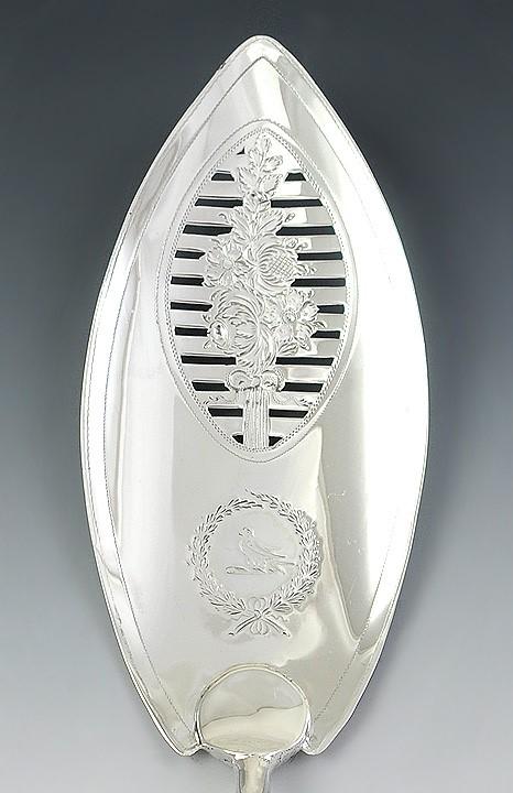Antique 1795 Georgian English Sterling Silver Pierced Fish Slice Knife Server