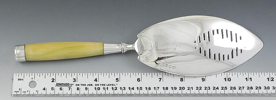 Antique 1795 Georgian English Sterling Silver Pierced Fish Slice Knife Server