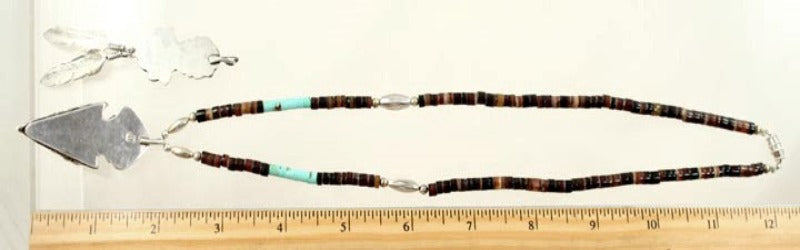 Hand Crafted Southwest Native American Sterling Turquoise Bison Necklace Pendant