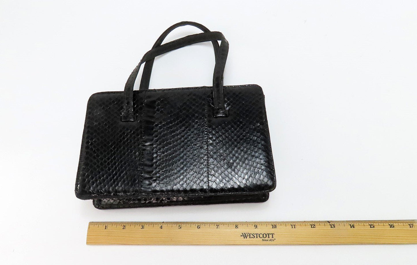 Great Vintage Crouch Fitzgerald NYC Snakeskin Top Handle Purse Gold Clasp