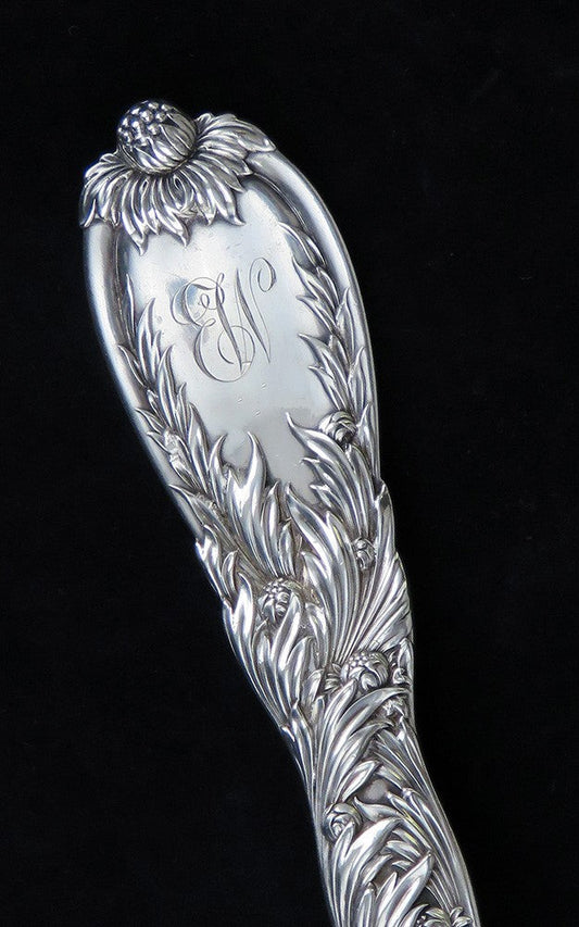 Antique Heavy Sterling Silver Tiffany & Co Chrysanthemum 1880 Soup Punch Ladle