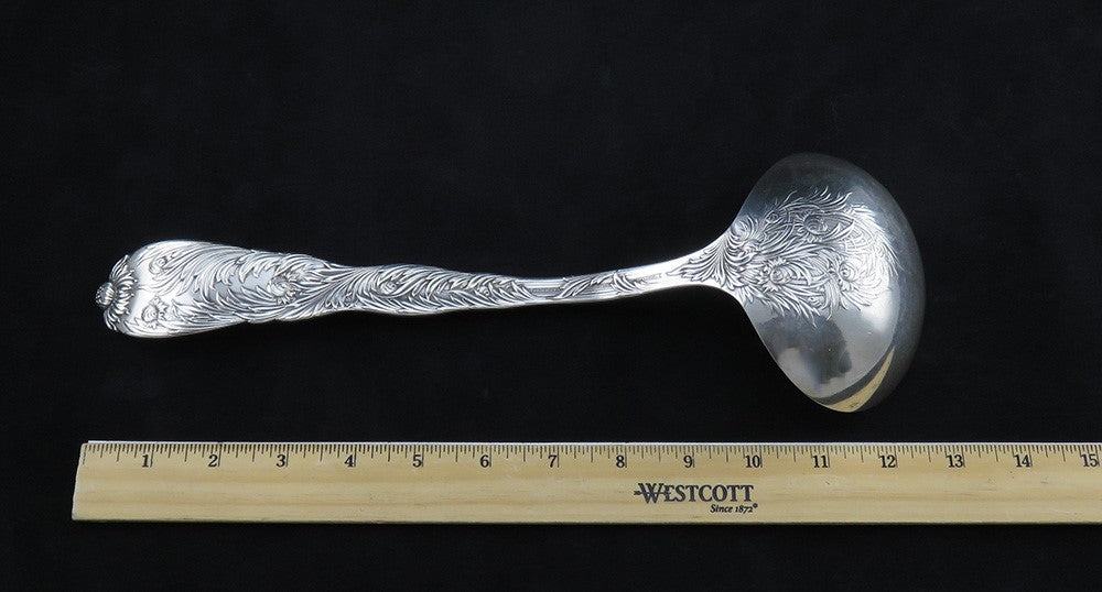 Antique Heavy Sterling Silver Tiffany & Co Chrysanthemum 1880 Soup Punch Ladle