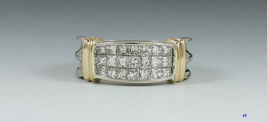 Stunning 14K White Yellow Gold Pave Diamond Band Ring Size 6.5