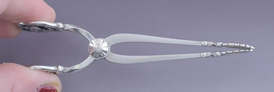 c1930 Pair Georg Jensen Sterling Silver Blossom Sugar Nips / Tongs