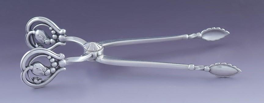c1930 Pair Georg Jensen Sterling Silver Blossom Sugar Nips / Tongs