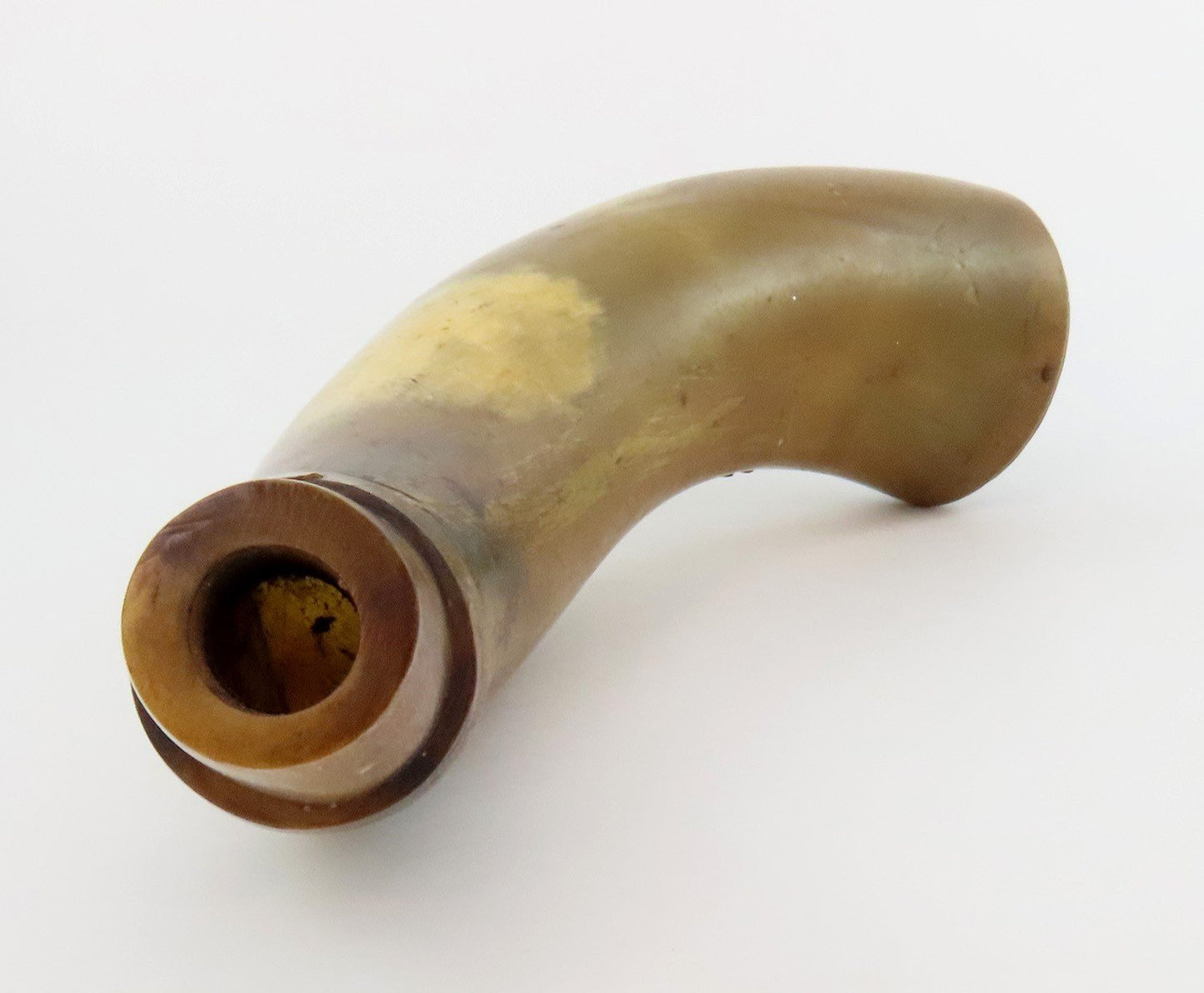 Great 18th Century American Bovine Powder Horn 9 in w/ Wood End