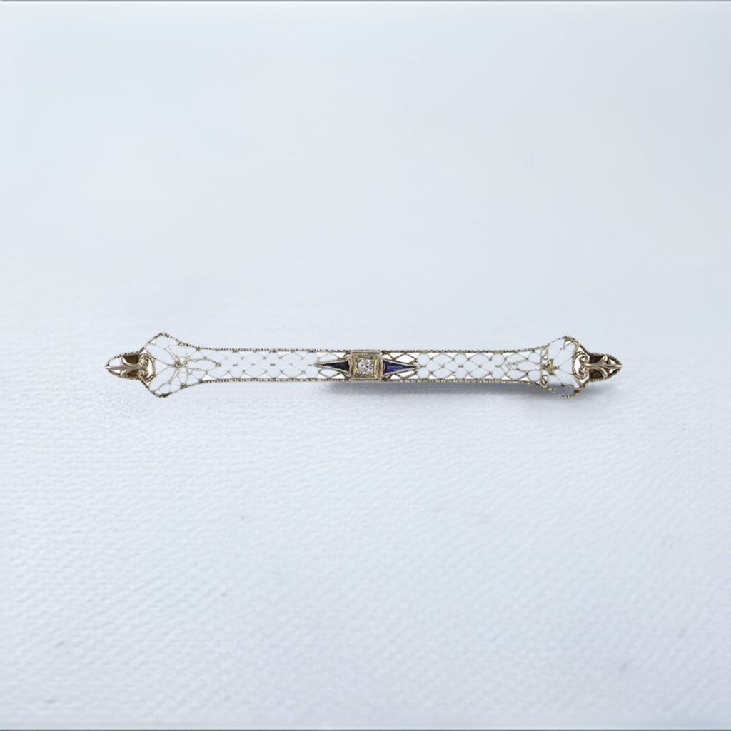Superb Vintage 14K Gold Filigree Bar Pin Early 1900s American