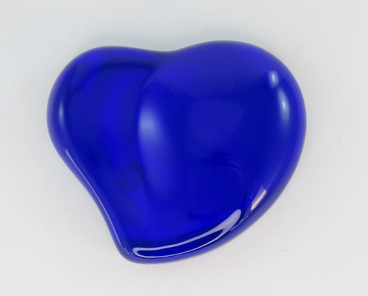 Tiffany Co Elsa Peretti Cobalt Blue Glass Full Heart Paperweight Puffy Heart