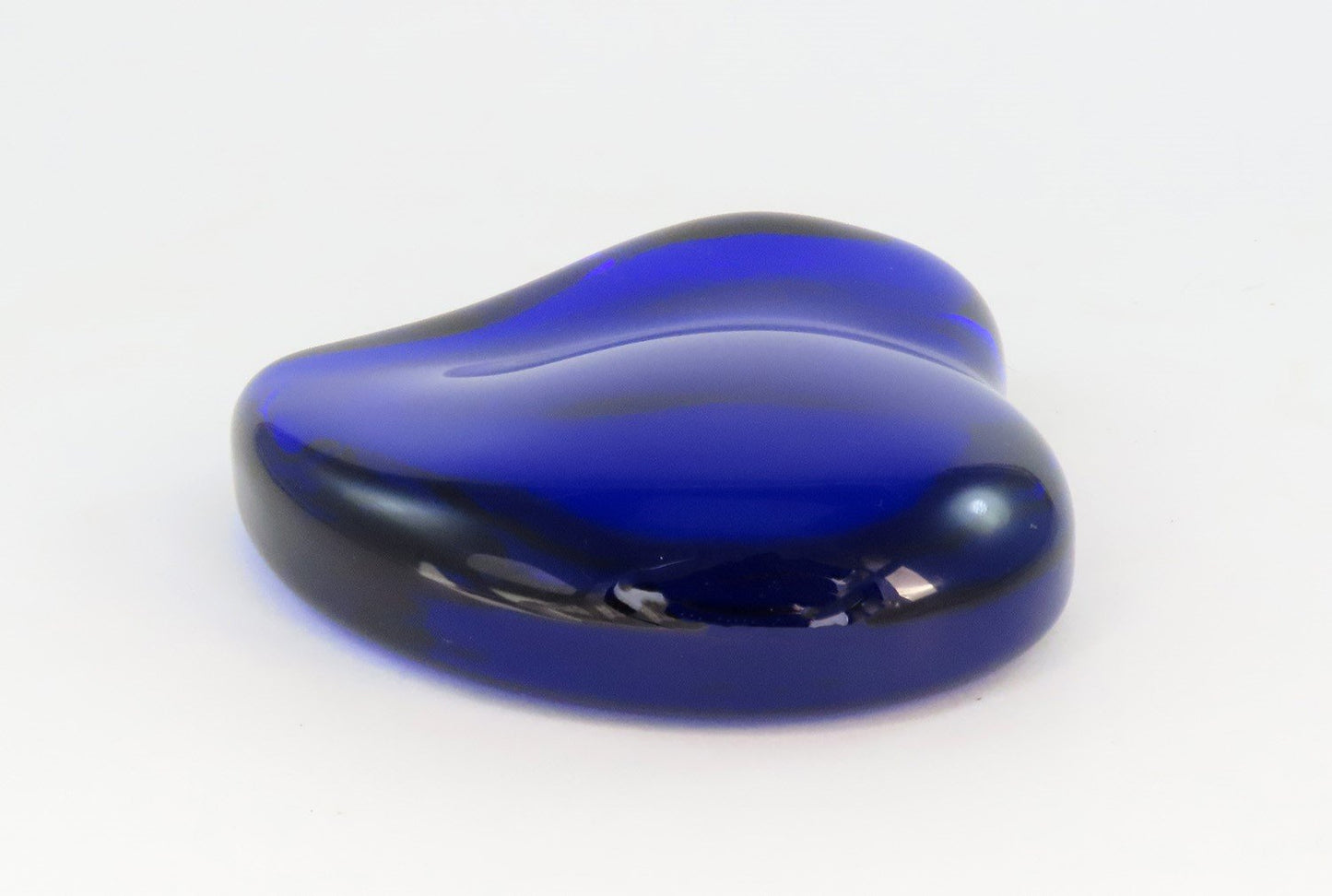 Tiffany Co Elsa Peretti Cobalt Blue Glass Full Heart Paperweight Puffy Heart