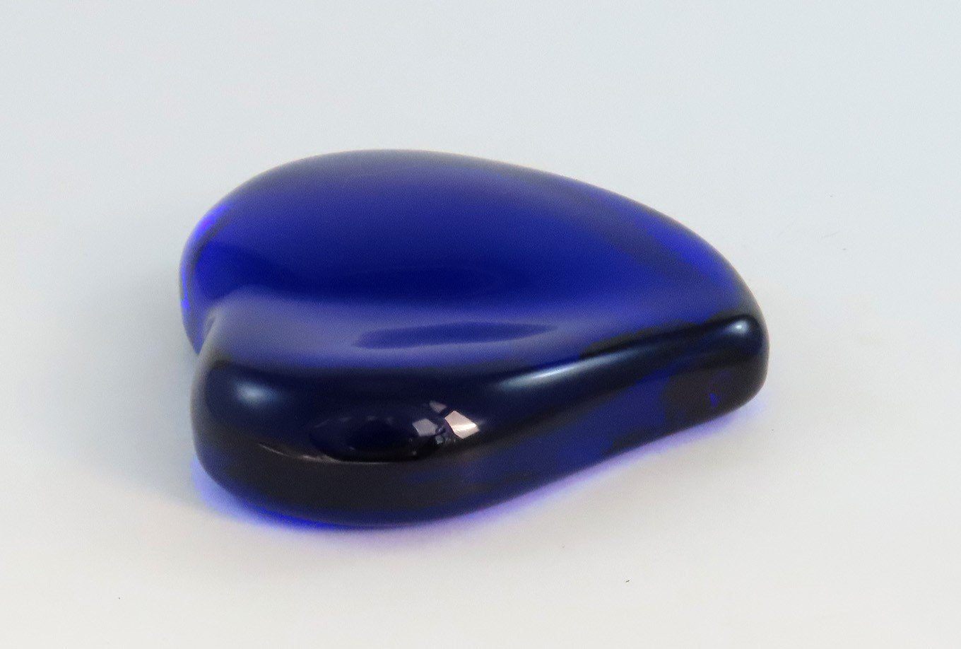 Tiffany Co Elsa Peretti Cobalt Blue Glass Full Heart Paperweight Puffy Heart