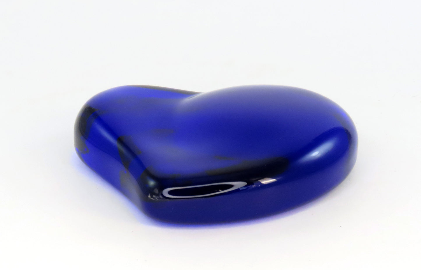 Tiffany Co Elsa Peretti Cobalt Blue Glass Full Heart Paperweight Puffy Heart