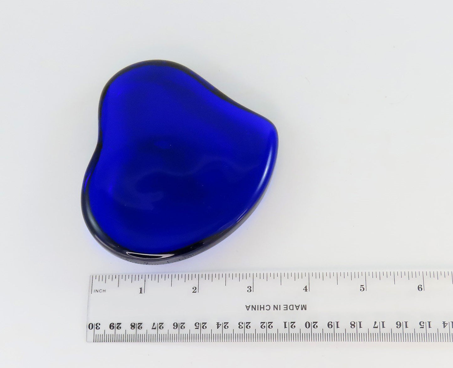 Tiffany Co Elsa Peretti Cobalt Blue Glass Full Heart Paperweight Puffy Heart