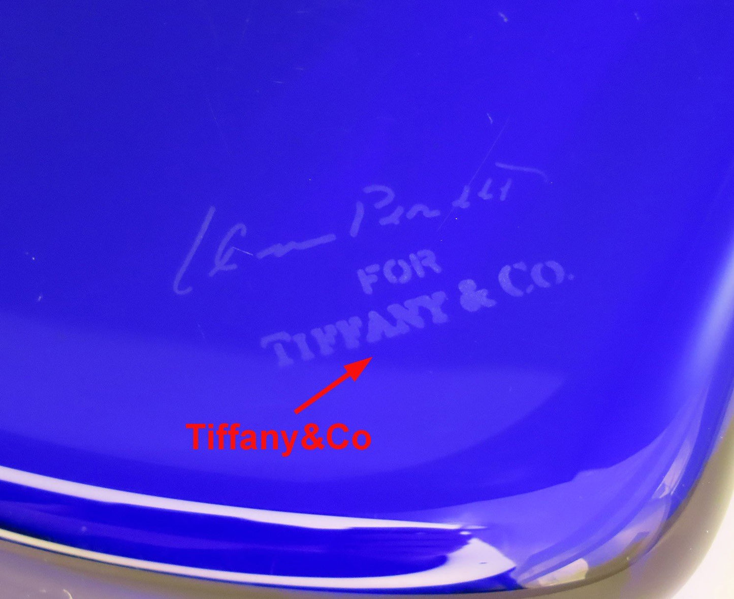Tiffany Co Elsa Peretti Cobalt Blue Glass Full Heart Paperweight Puffy Heart