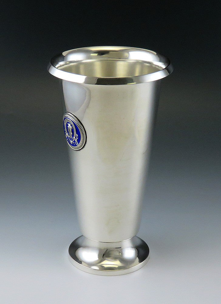 Norwegian Silver Det Norske Travselskap Horseracing Trophy Cup w Blue Enamel