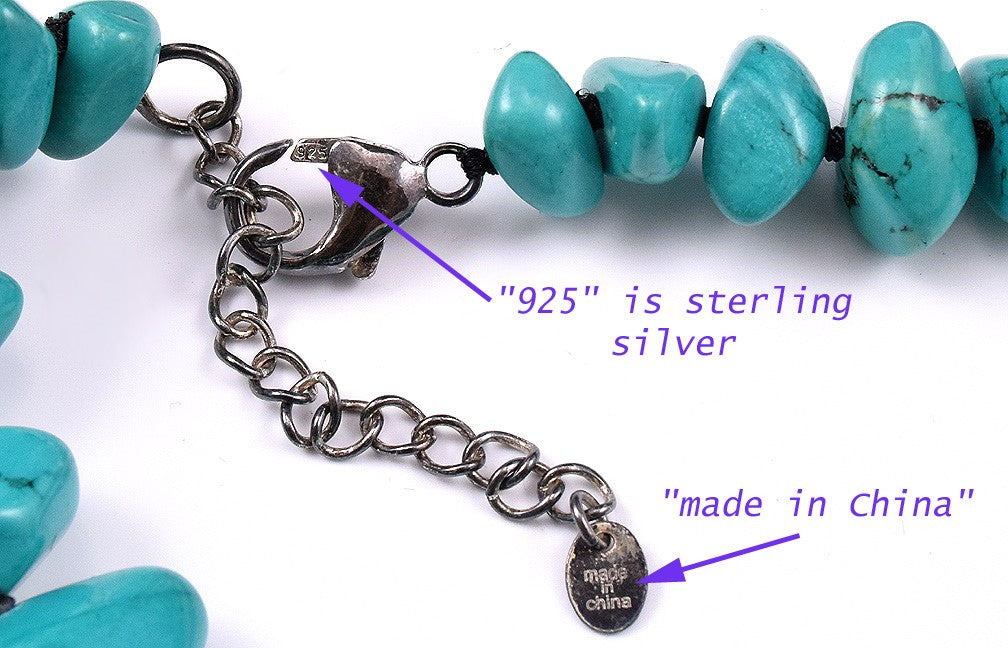 Marvelous Dyed Blue Magnesite Necklace w/ Sterling Silver Adjustable Clasp
