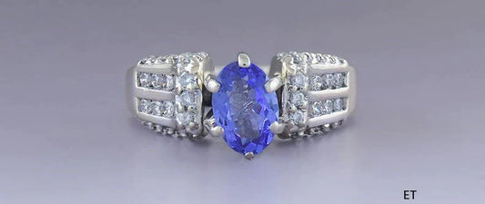 Incredible 18K White Gold ~1ct Diamond and Tanzanite Ring
