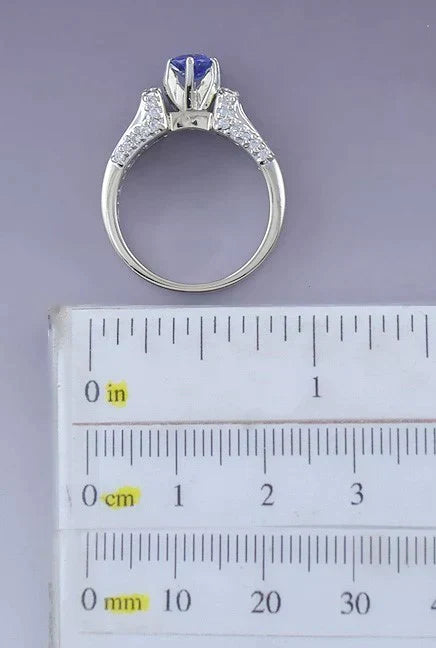 Incredible 18K White Gold ~1ct Diamond and Tanzanite Ring