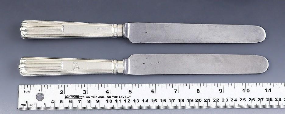Set 6 Antique English Victorian/Georgian Sterling Silver Handle Dinner Knives