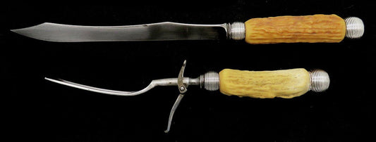Rare Late 1800s Gorham Sterling Silver Antler Handle Carving Set H51