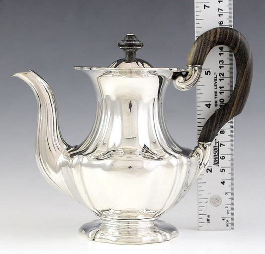 Antique c1830 German Silver Wood Handle Coffeepot Teapot