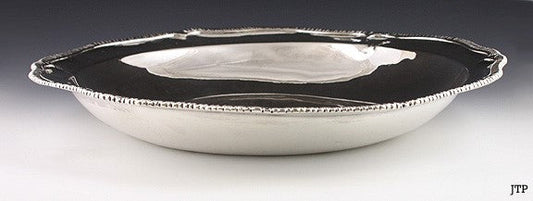 Antique 1750-1800 18th Century Hand Hammered Silver Gadroon Bowl/Dish 12 3/4"