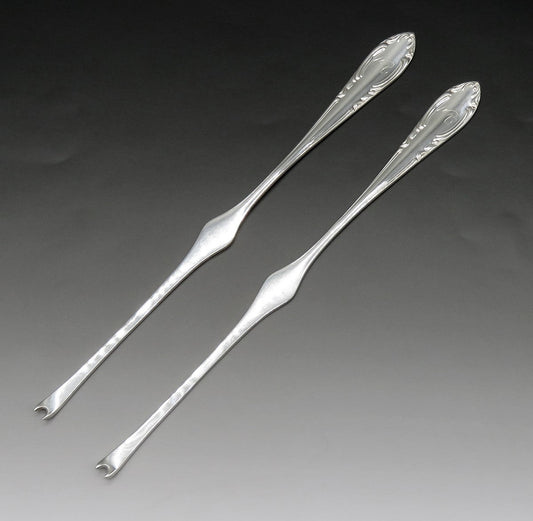 12 Antique 1939 Swedish Silver Lobster Seafood Picks Original Fitted Box