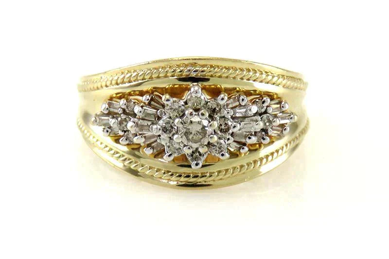 Very High End 14K Yellow Gold & 1/2 Carat Diamond Statement Ring