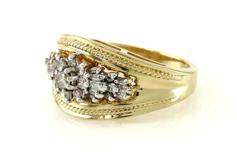 Very High End 14K Yellow Gold & 1/2 Carat Diamond Statement Ring