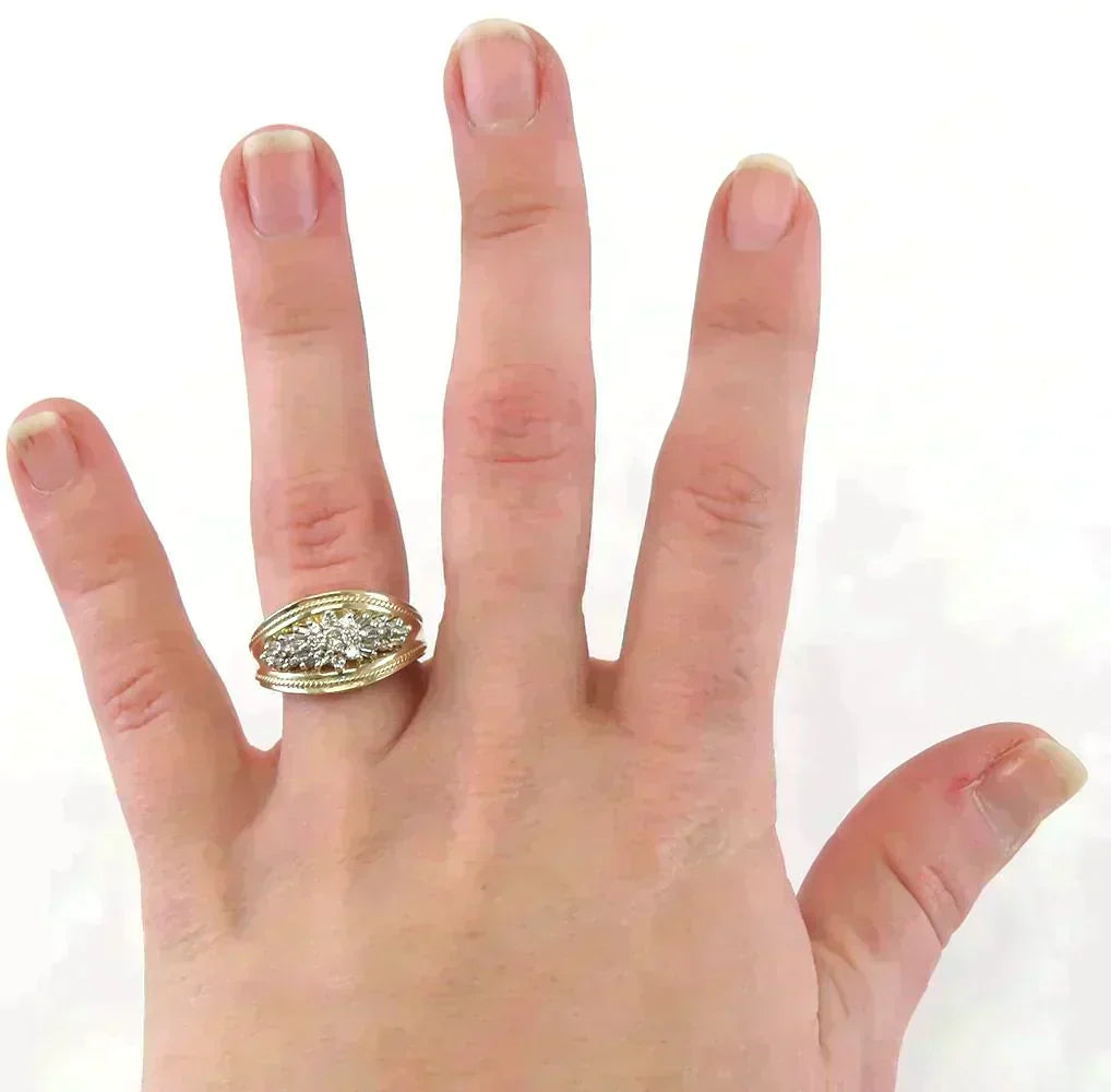 Very High End 14K Yellow Gold & 1/2 Carat Diamond Statement Ring