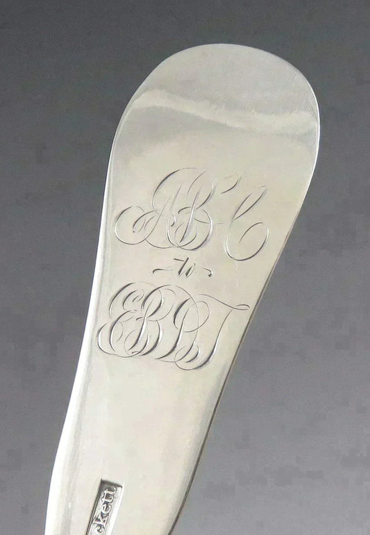 Antique 1830 American Coin Silver Jeffrey Brackett Boston Strainer Pierced Ladle