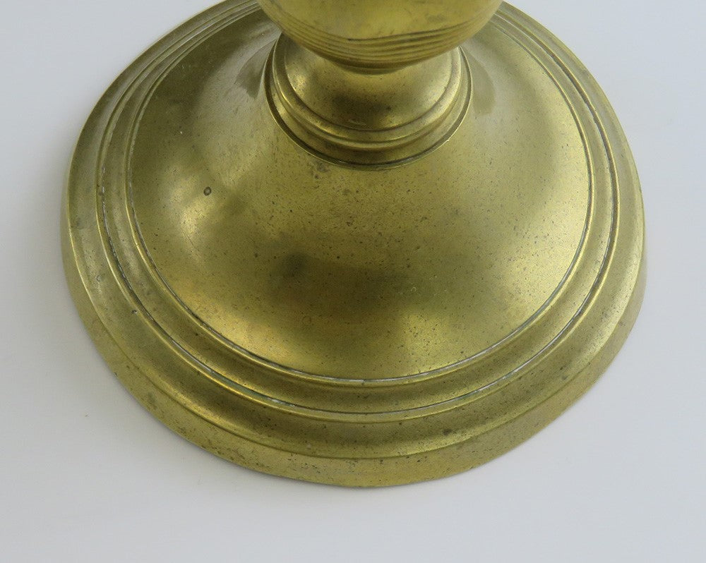 Great Group 5 Antique Victorian Brass Candlestick Holders Varying Heights