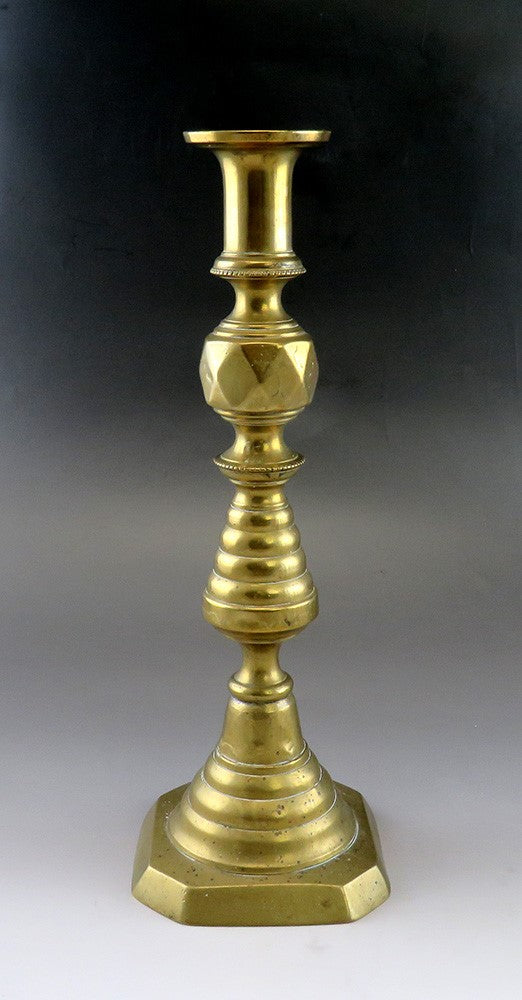 Great Group 5 Antique Victorian Brass Candlestick Holders Varying Heights