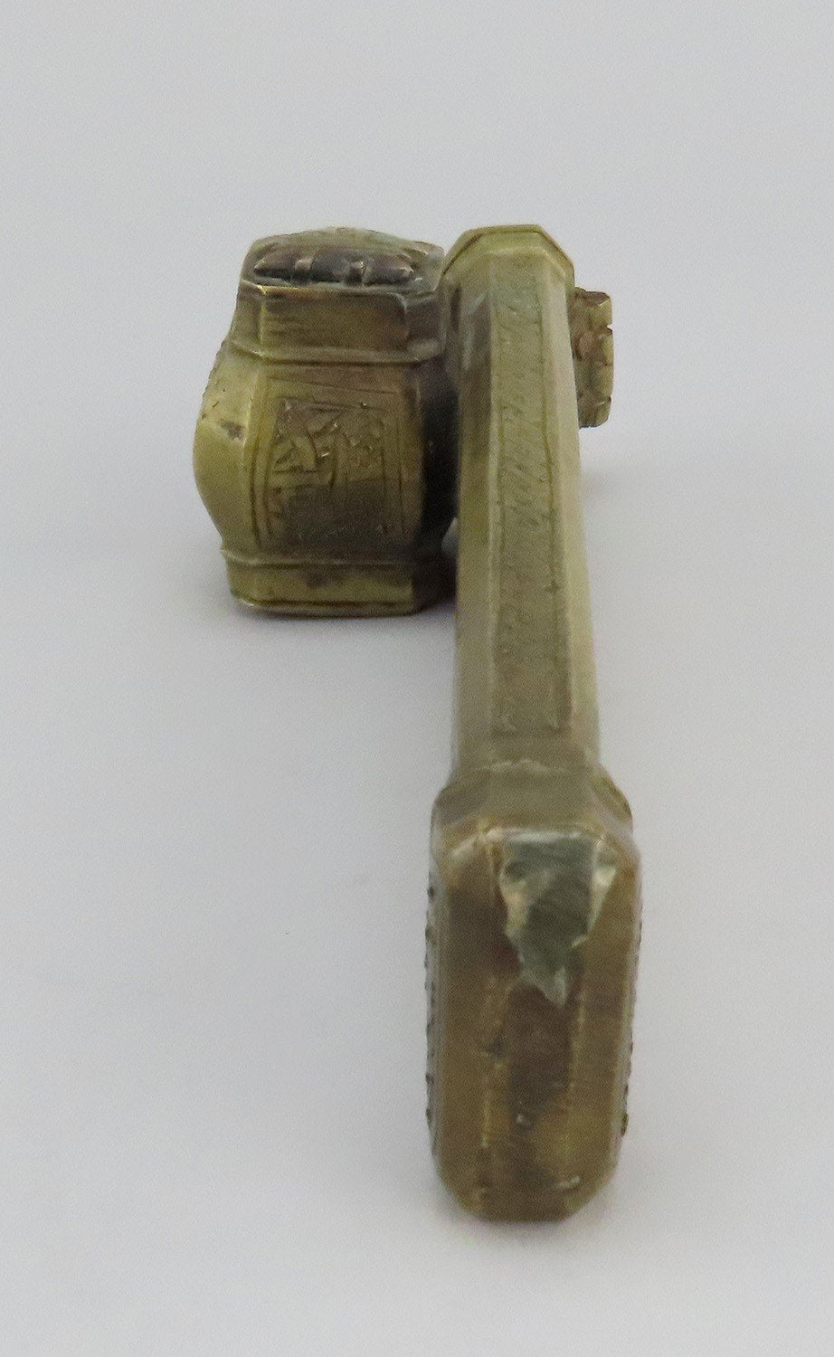 8" Antique Ottoman Turkish Traveling Scribe Brass Box Quill Pen Inkwell Case