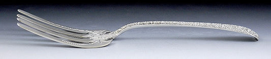 Antique c1880 American Repousse Sterling Silver Asparagus Serving Fork 10"