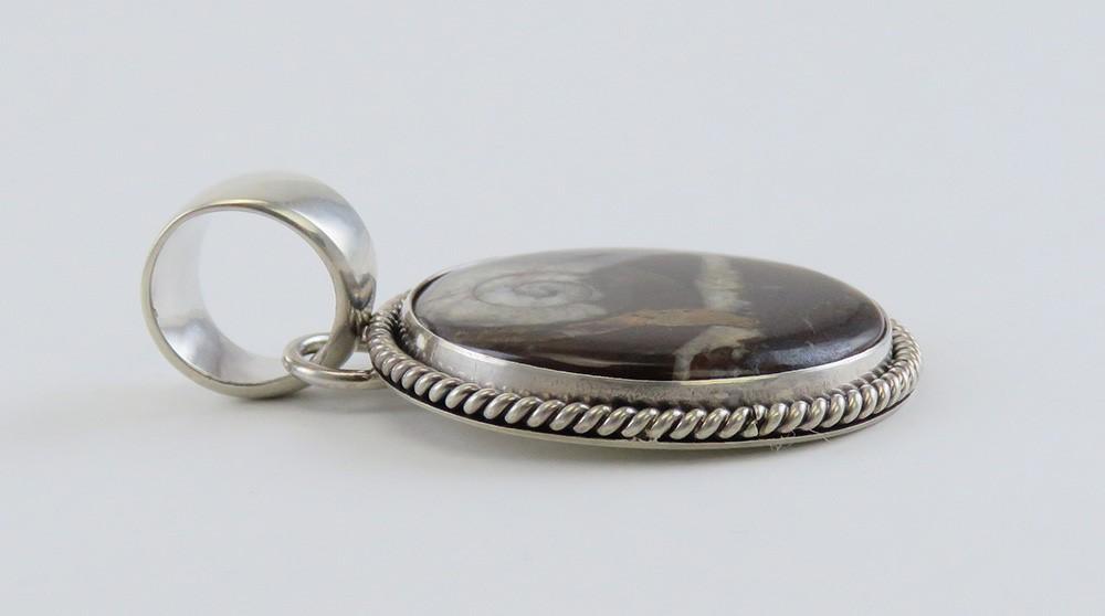 Rare Artie Yellowhorse Navajo Sterling Silver Spiral Fossil Earrings Pendant Set