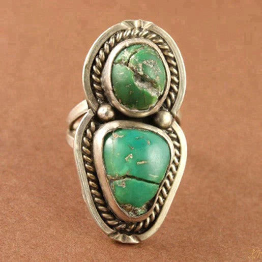 Green Turquoise Sterling Navajo Native American RingSz7