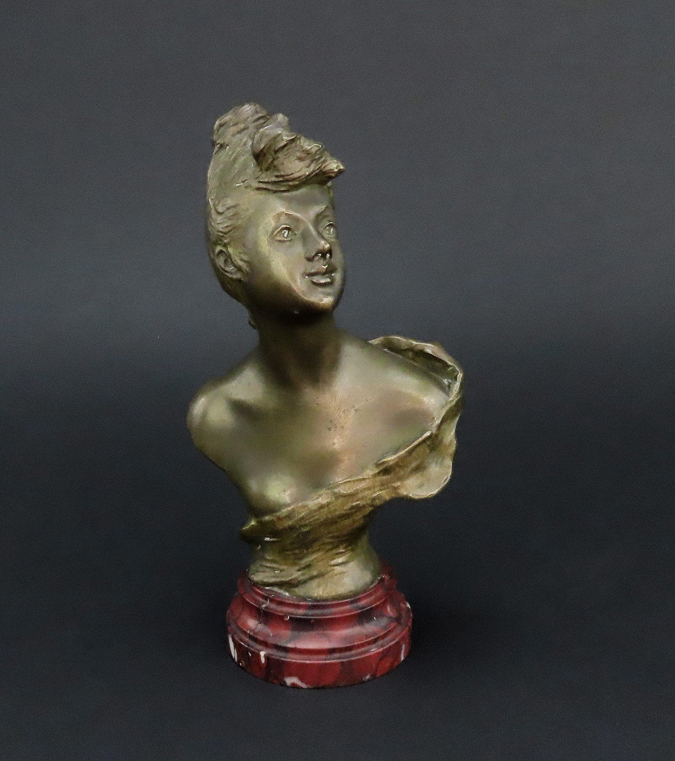 Henri Vidal French Bronze Bust of Young Woman Salon Paris 1st Prize 1892