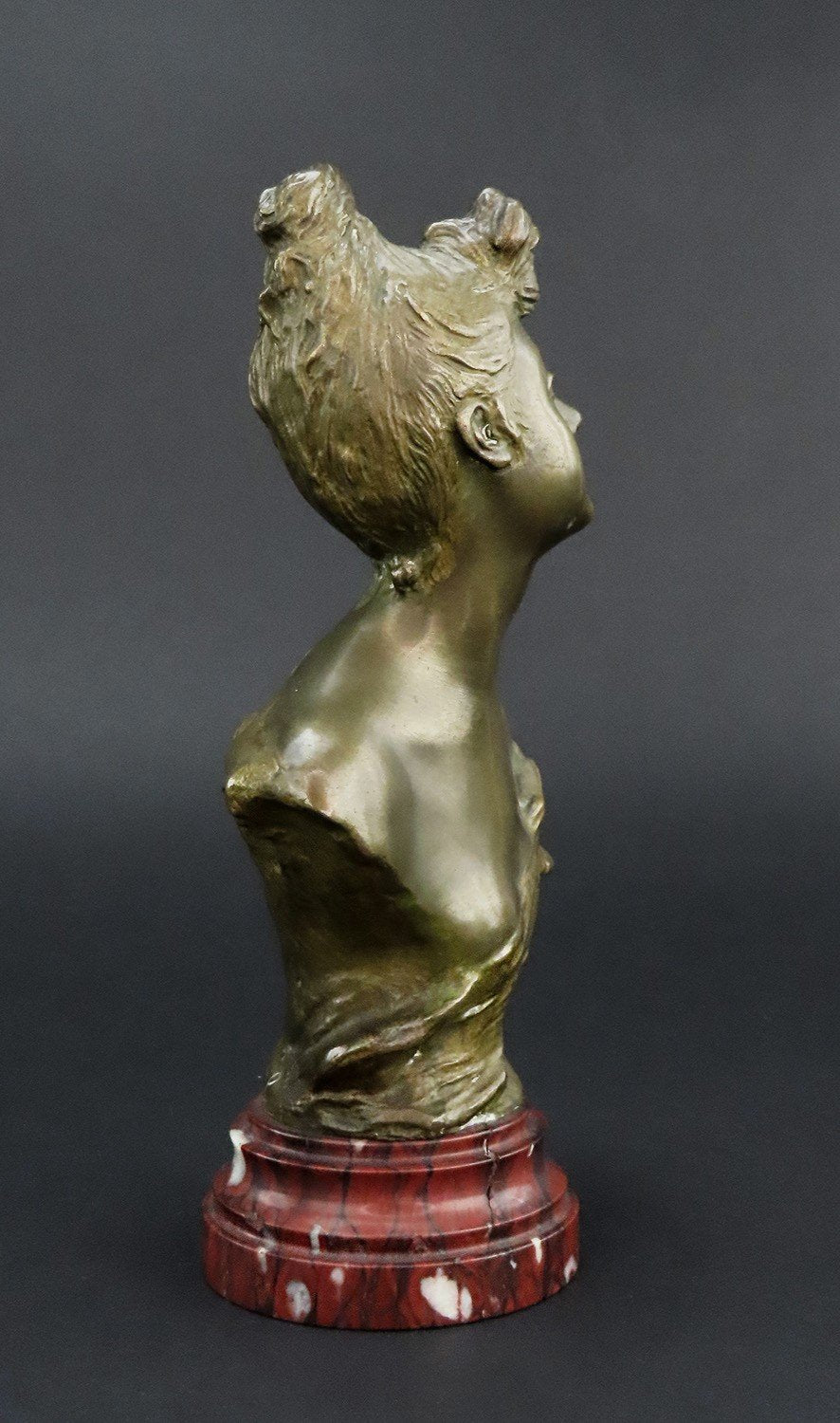 Henri Vidal French Bronze Bust of Young Woman Salon Paris 1st Prize 1892