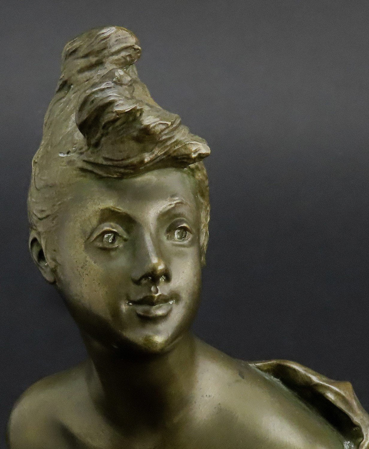 Henri Vidal French Bronze Bust of Young Woman Salon Paris 1st Prize 1892