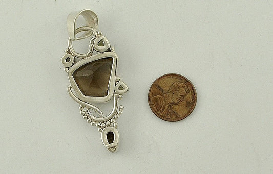 Wonderful Sterling Silver and Genuine Smoky Topaz Pendant