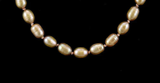 Radiant Real Pearl Necklace w/ Golden Tone and Filigree Gold Filled Clasp