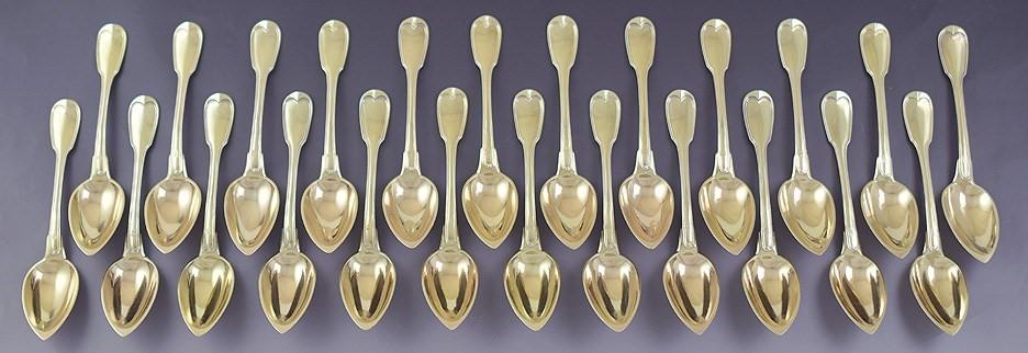 48pc Antique c1820 French 950 Silver Buffet Flatware Set Forks Spoons