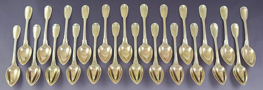 48pc Antique c1820 French 950 Silver Buffet Flatware Set Forks Spoons