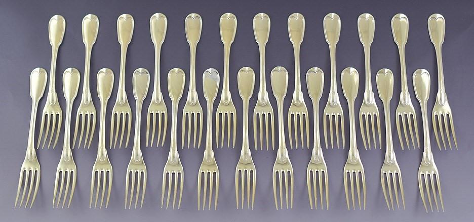 48pc Antique c1820 French 950 Silver Buffet Flatware Set Forks Spoons