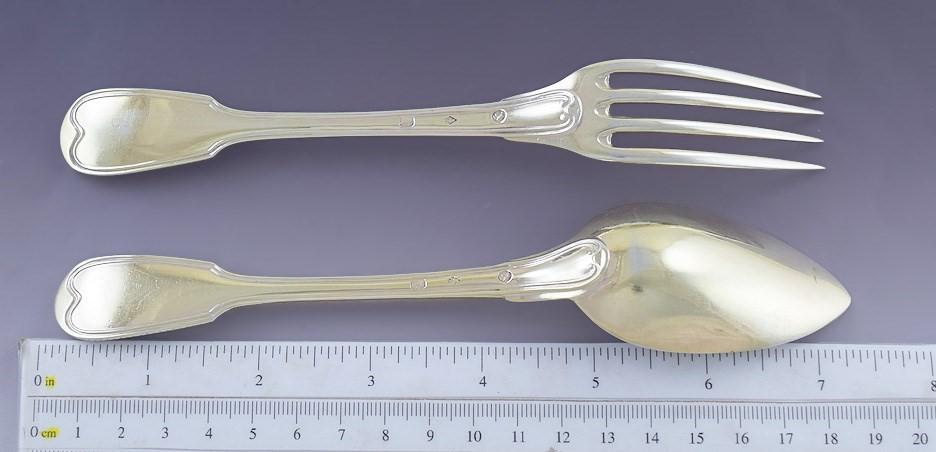 48pc Antique c1820 French 950 Silver Buffet Flatware Set Forks Spoons