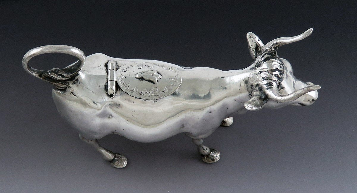Charming Antique c1890s European Silver Hanau German? Cow Creamer