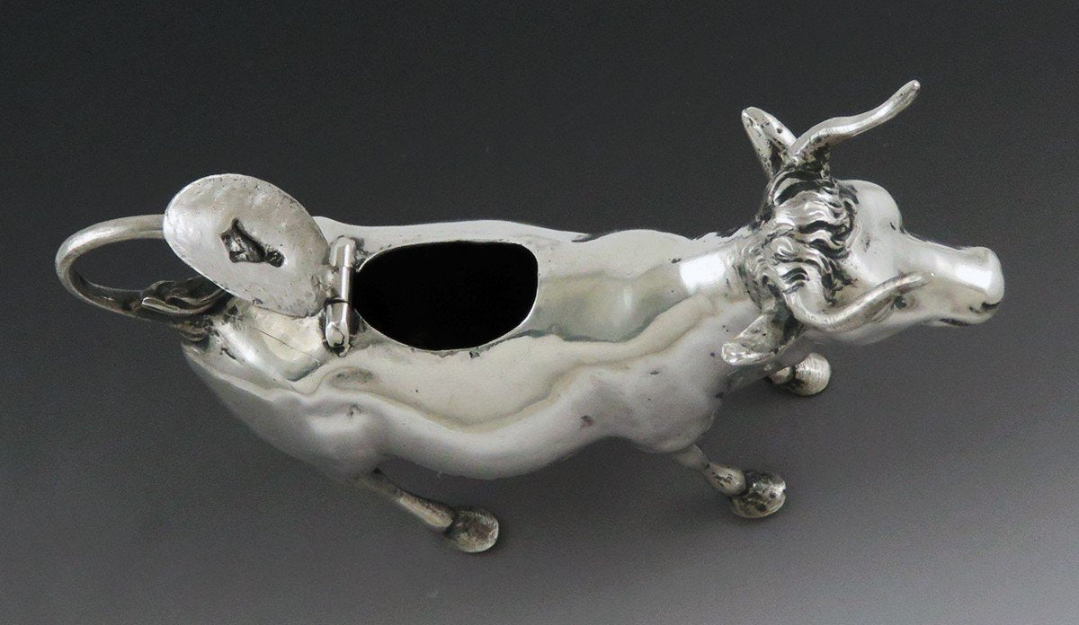 Charming Antique c1890s European Silver Hanau German? Cow Creamer