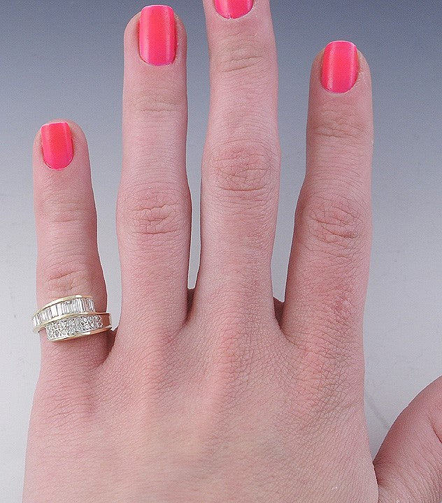 High Quality 14K Yellow Gold & .50CT Diamond Bypass Style Ring Size 6