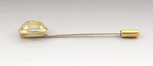Antique c1925 14K Yellow Gold Natural Agate Cabochon Stickpin